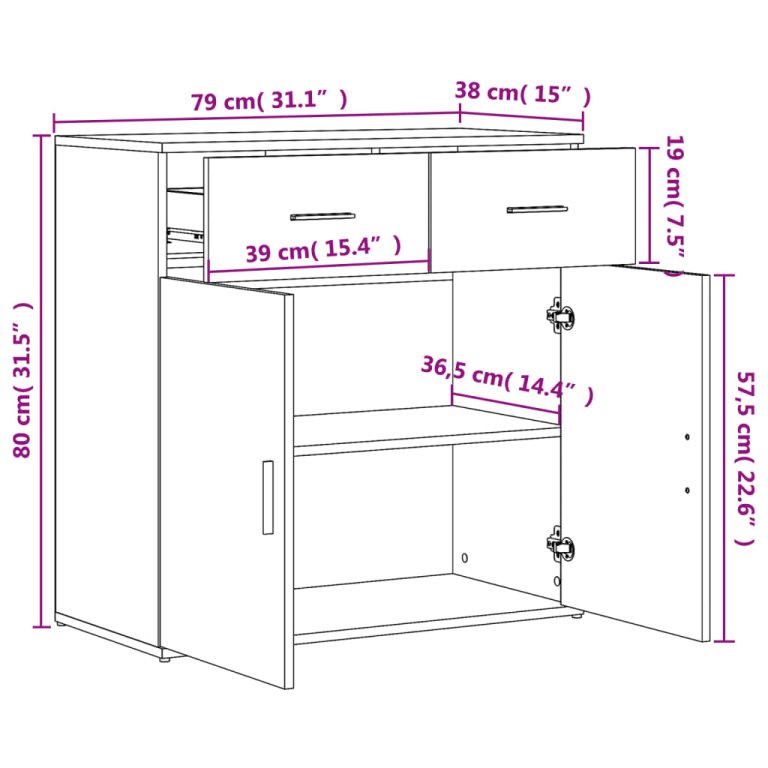 Dulapuri, 2 buc., stejar sonoma, 79x38x80 cm, lemn prelucrat