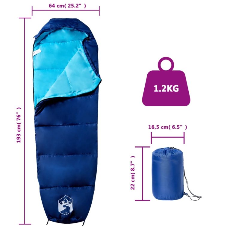 Sac de dormit tip mumie pentru adulți de camping, 3 anotimpuri