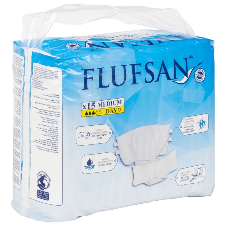 Flufsan Scutece pentru adulți de unică folosință, 15 buc., mărimea M