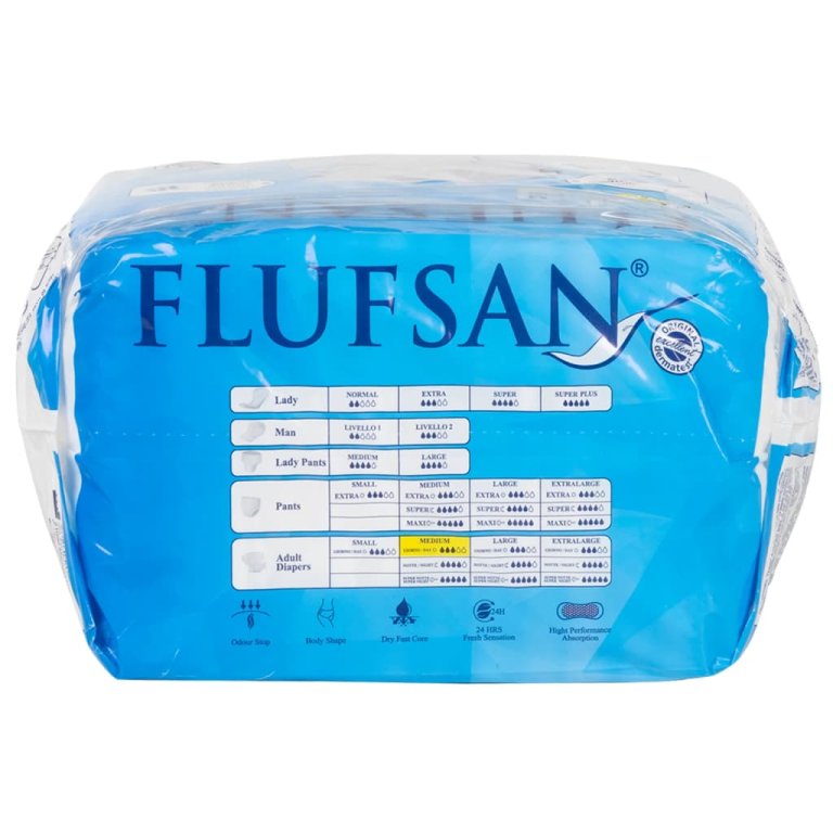 Flufsan Scutece pentru adulți de unică folosință, 15 buc., mărimea M