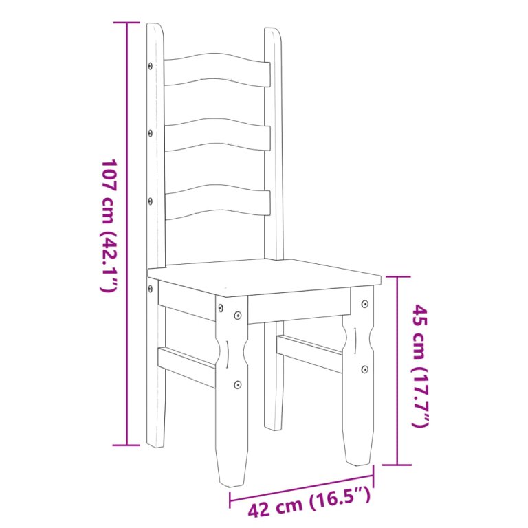 Scaune de bucătărie Corona 2buc. gri 42x47x107cm lemn masiv pin