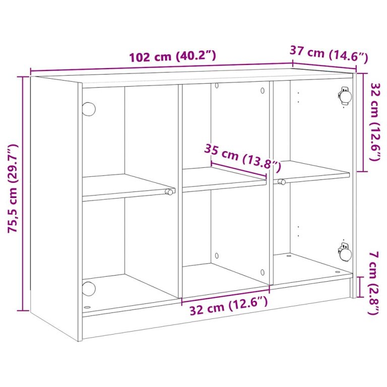 Dulap, gri beton, 102x37x75,5 cm, lemn prelucrat