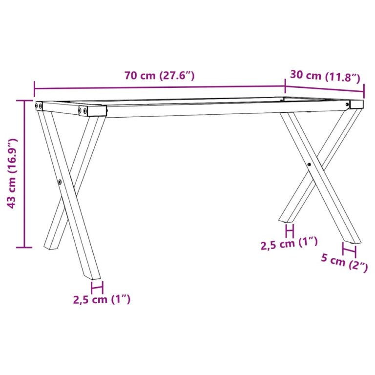 Picioare Măsuță de cafea X-Frame 70x30x43 cm Fontă