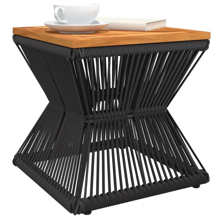 Măsuță cafea bază din sârmă negru 38x38x38 cm lemn masiv acacia