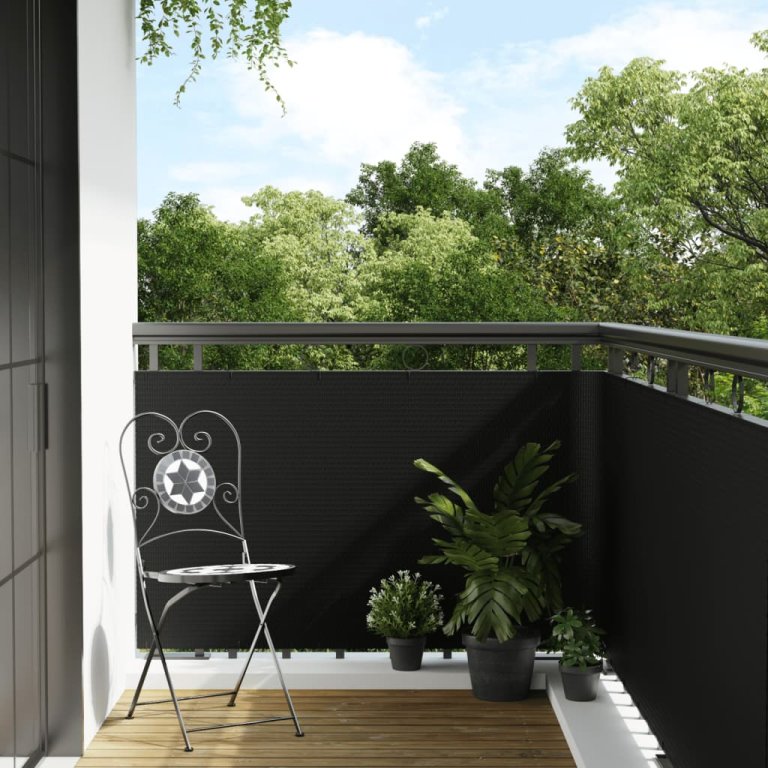 Paravan pentru balcon, negru, 400x100 cm, poliratan