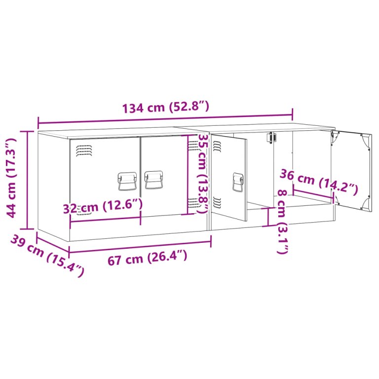 Dulapuri TV 2 buc Roz 67x39x44 cm Otel