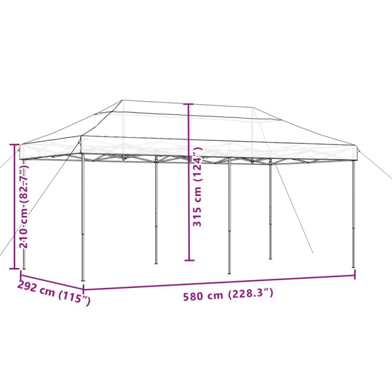 Cort de petrecere pliabil Pop-Up, 580x292x315 cm, maro