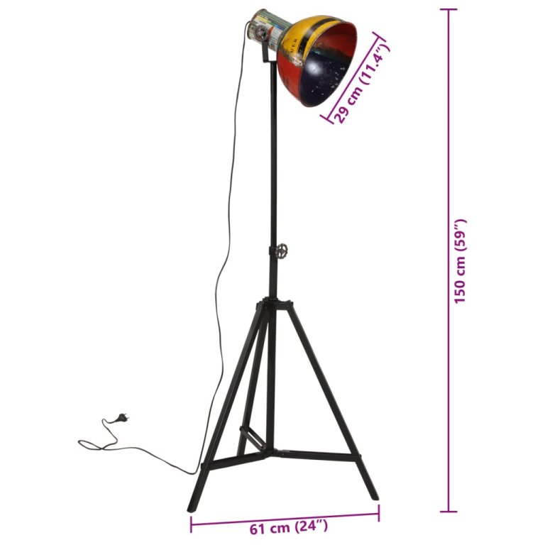 Lampă de podea 25 W, multicolor, 61x61x90/150 cm, E27