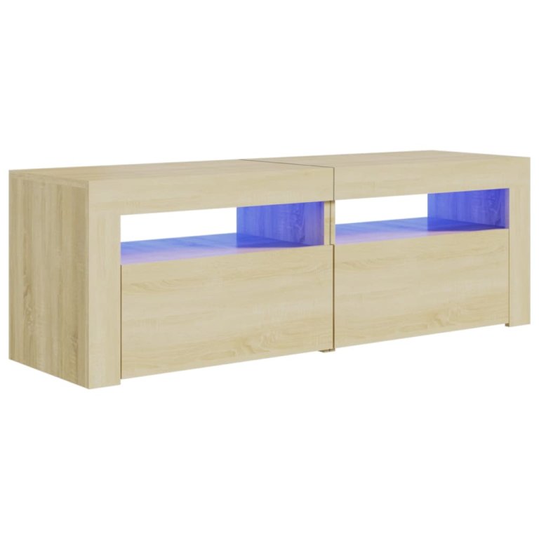 Comodă TV cu lumini LED, stejar Sonoma, 120x35x40 cm