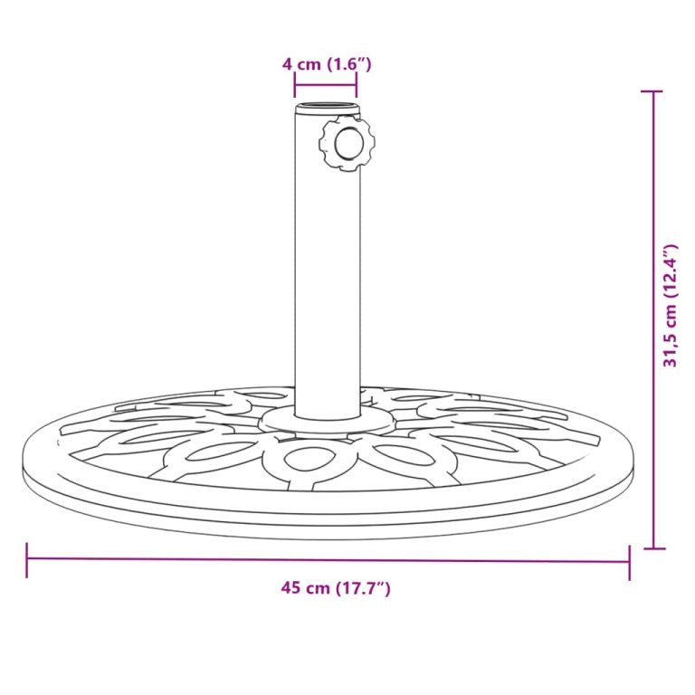 Suport umbrelă pentru stâlpi Ø38 / 48 mm, 12 kg, rotund