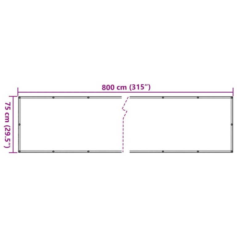 Paravan de balcon, gri, 800x75 cm, PVC