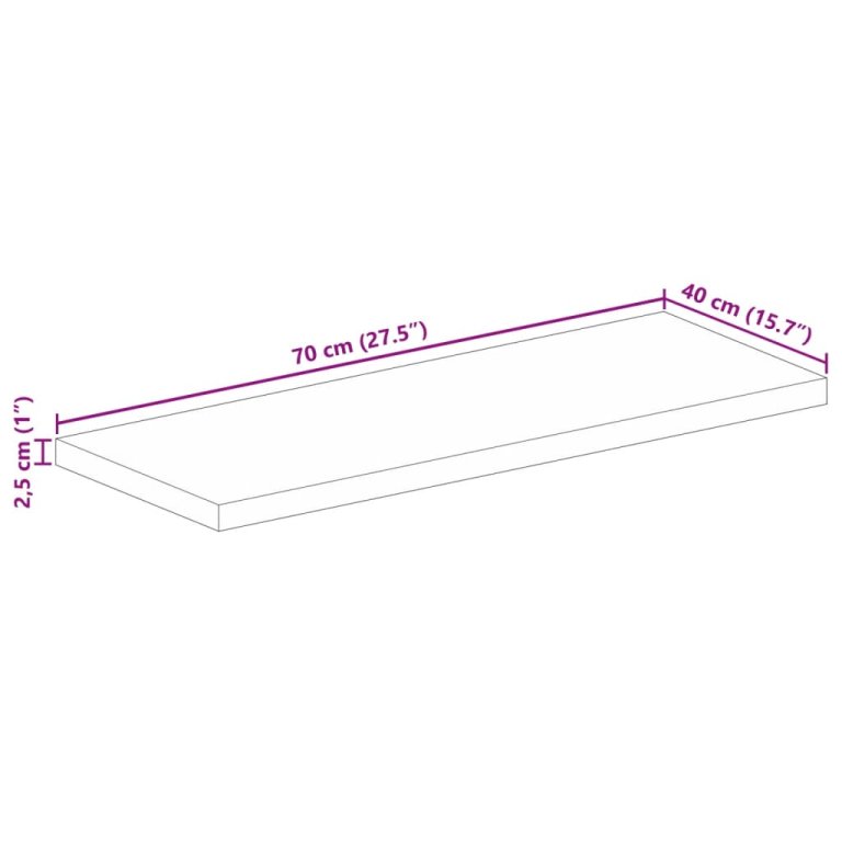 Blat masă 70x40x2,5 cm lemn masiv dreptunghiular de mango