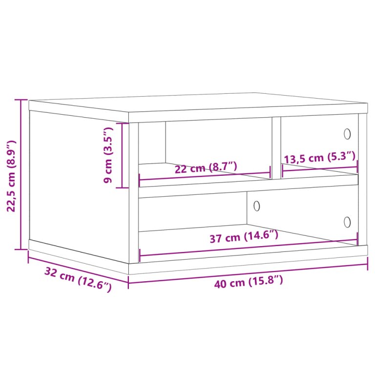 Suport imprimantă, alb, 40x32x22,5 cm, lemn prelucrat