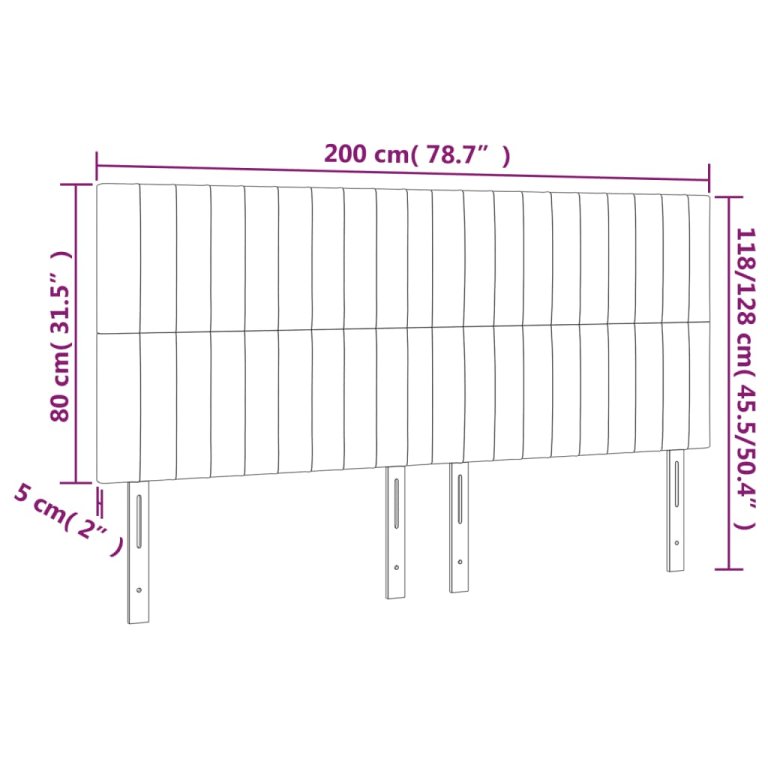 Tăblii de pat, 4 buc, negru, 100x5x78/88 cm, catifea