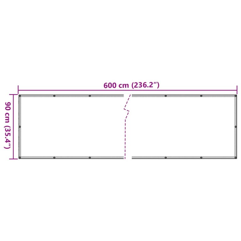 Paravan de balcon, alb, 600x90 cm, PVC