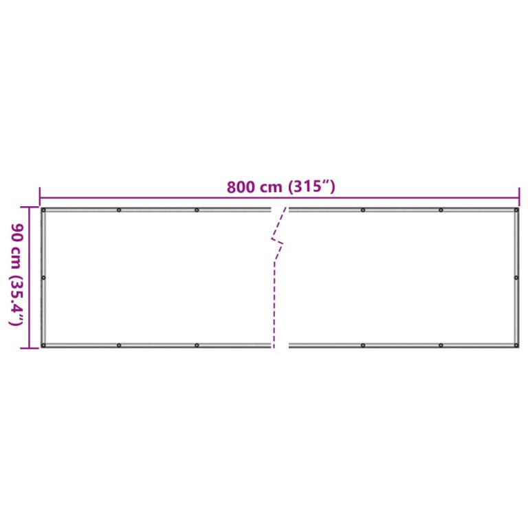 Paravan de balcon, gri, 800x90 cm, PVC