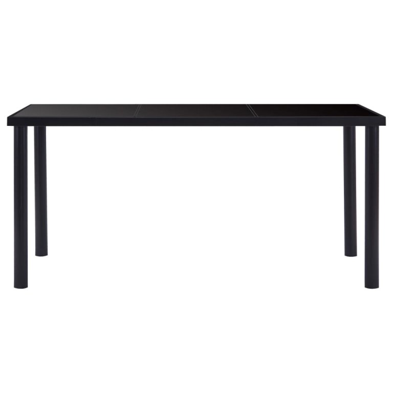 Set mobilier de bucătărie, 9 piese, negru, piele ecologică