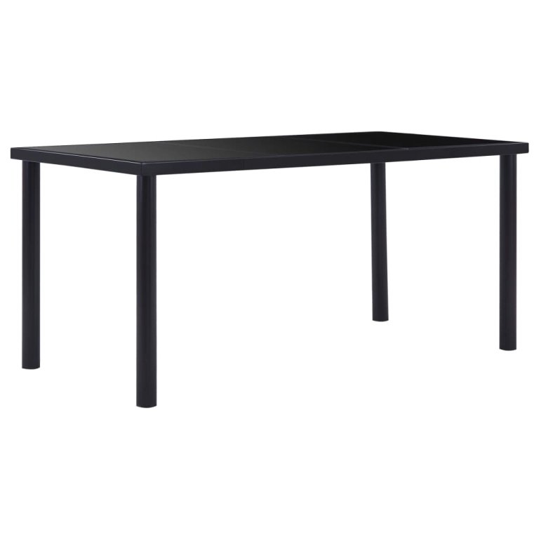 Set mobilier de bucătărie, 9 piese, negru, piele ecologică