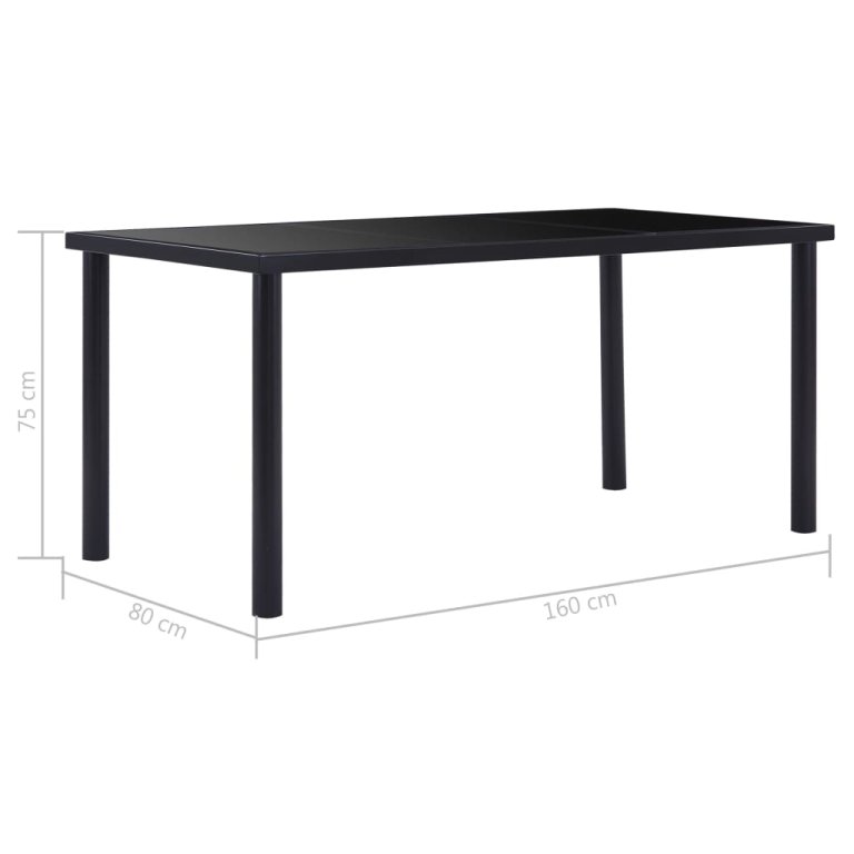 Set mobilier de bucătărie, 9 piese, negru, piele ecologică