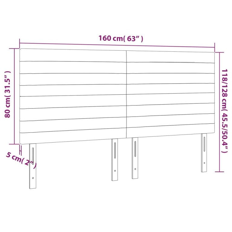 Tăblie de pat cu LED, albastru închis, 160x5x118/128cm, catifea