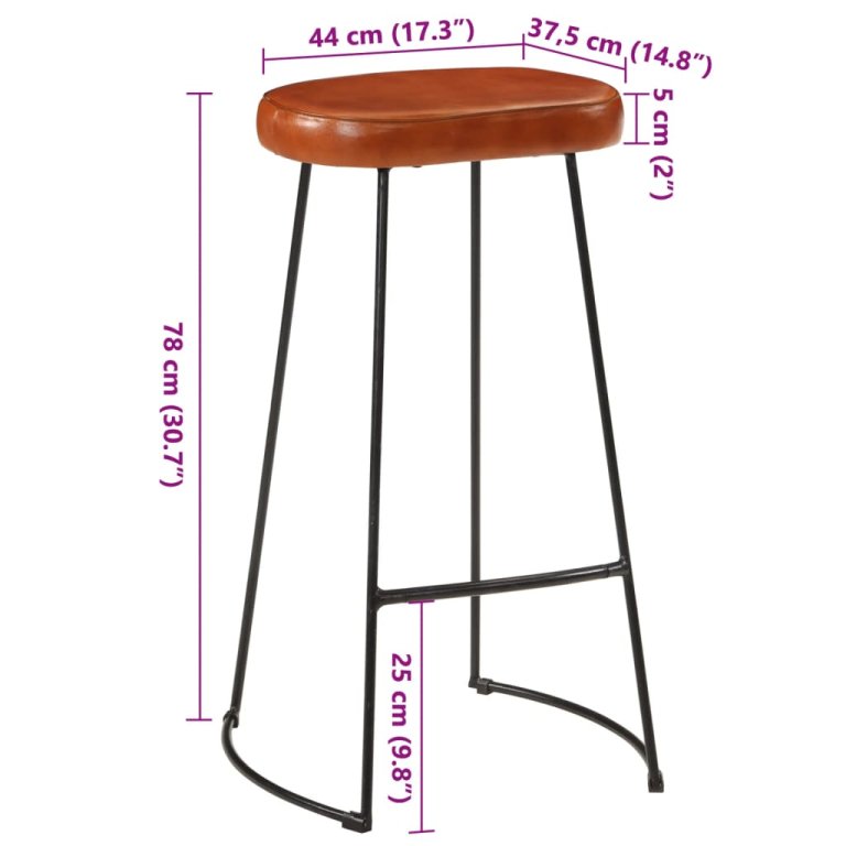 Scaune de bar Gavin, 2 buc., 44x37,5x78 cm