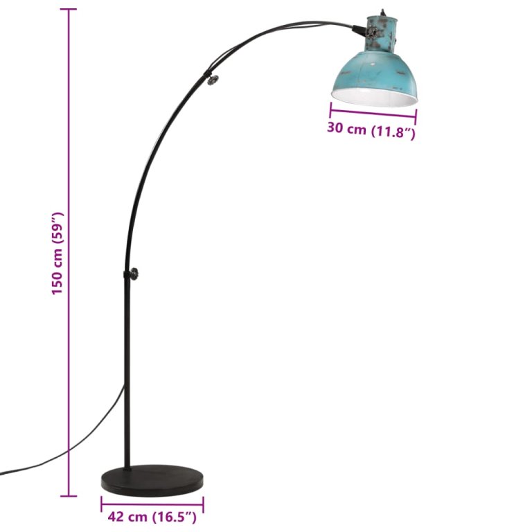 Lampă de podea, 25 W, albastru uzat, 150 cm, E27