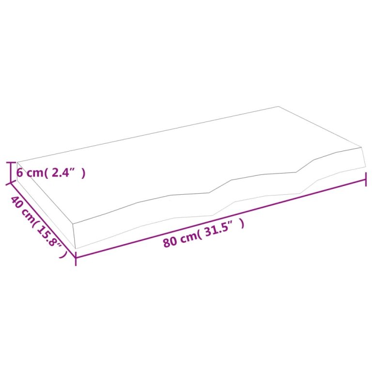 Poliță de perete, 80x40x(2-6) cm, lemn masiv de stejar netratat