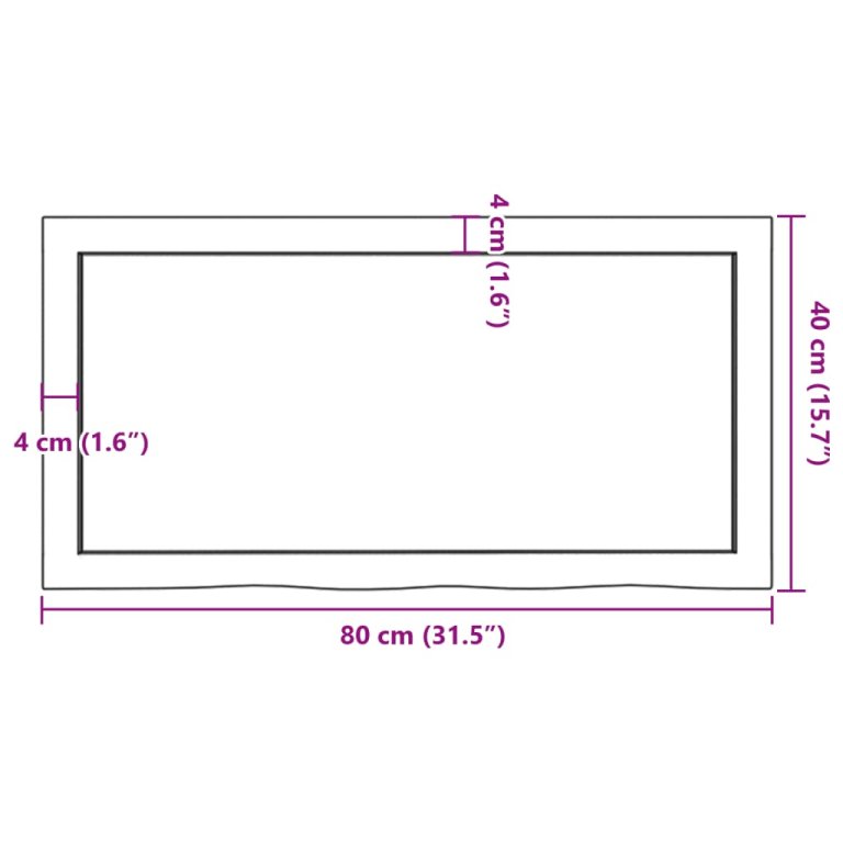 Poliță de perete, 80x40x(2-6) cm, lemn masiv de stejar netratat