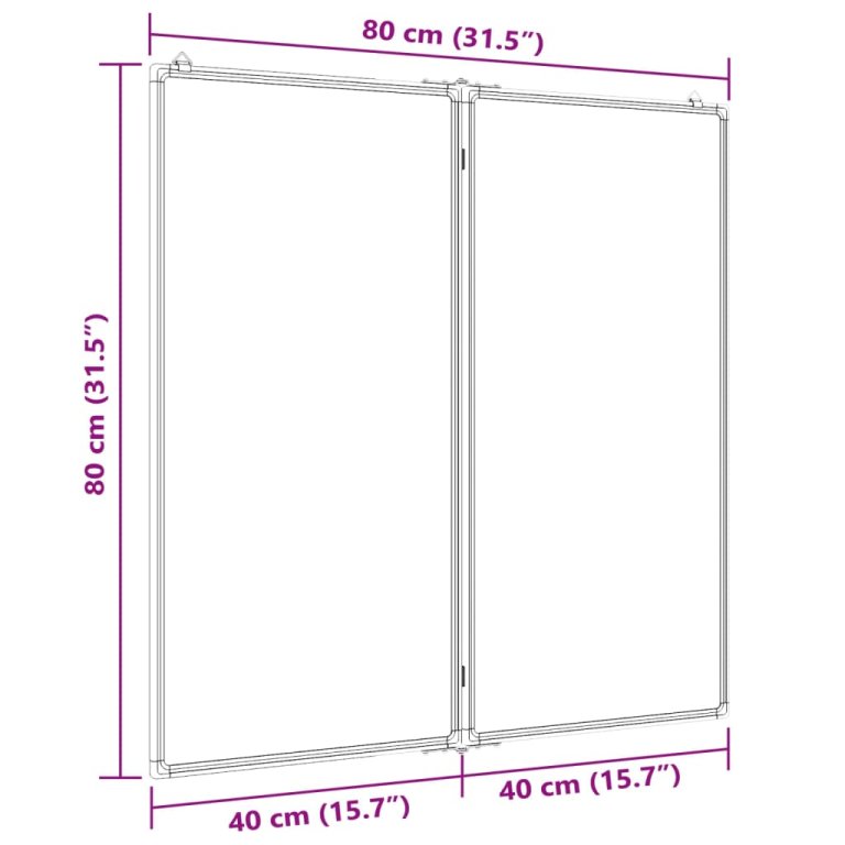 Tablă magnetică pliabilă, alb, 80x80x1,7 cm, aluminiu