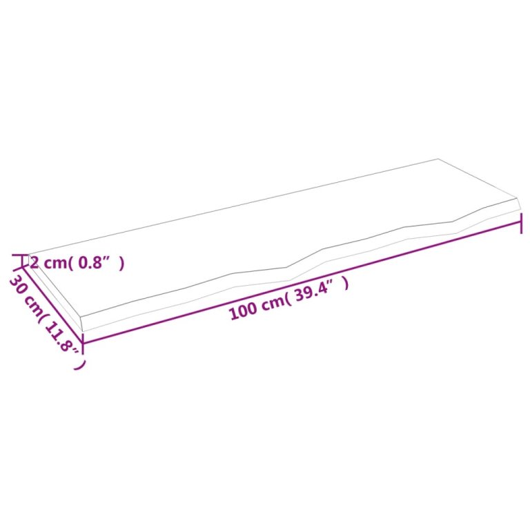 Raft de perete maro închis 100x30x2 cm lemn masiv stejar tratat