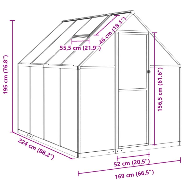 Sere cu cadru de bază, antracit, 224x169x195 cm, aluminiu