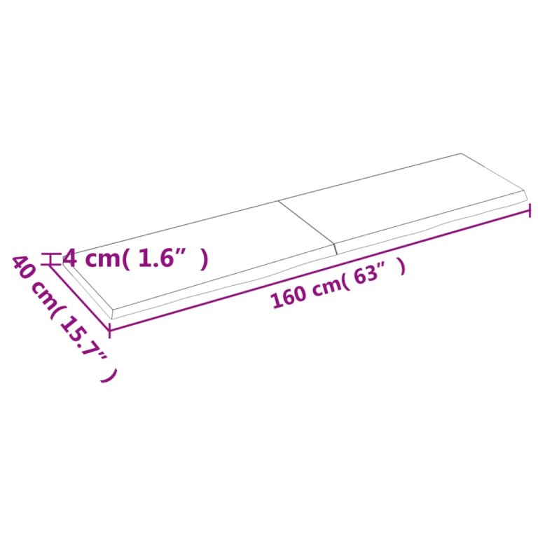 Raft de perete maro deschis 160x40x(2-4) cm lemn stejar tratat