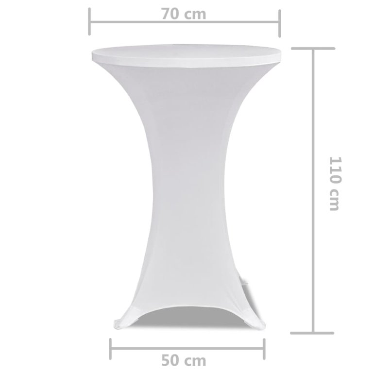 Husă de masă cu picior Ø70 cm, 2 buc., alb, elastic