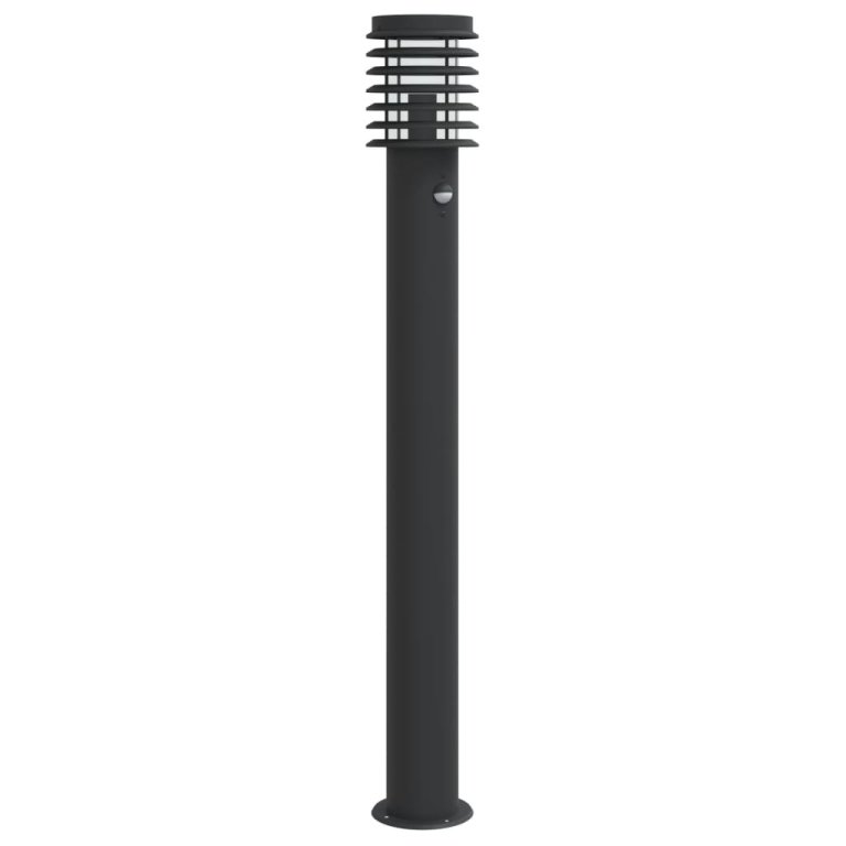 Lampă exterioară de podea cu senzor, negru, 110 cm, oțel inox