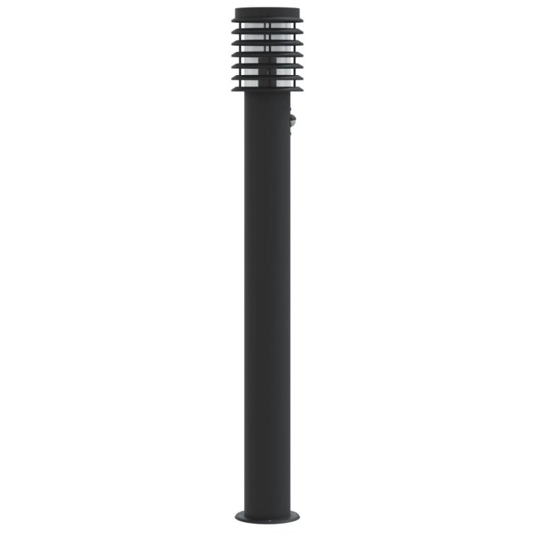 Lampă exterioară de podea cu senzor, negru, 110 cm, oțel inox