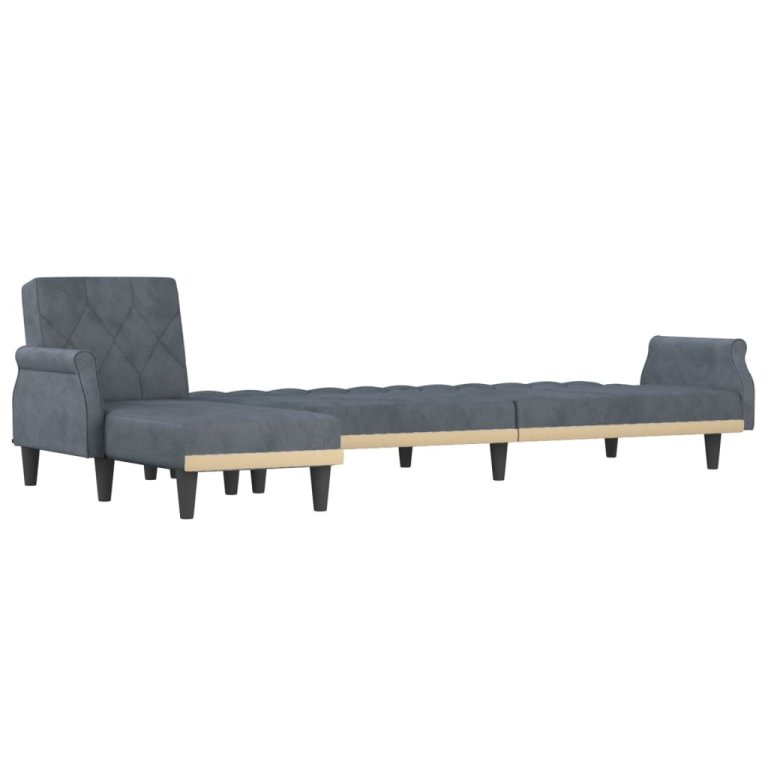 Canapea extensibilă în formă de L gri 271x140x70 cm catifea