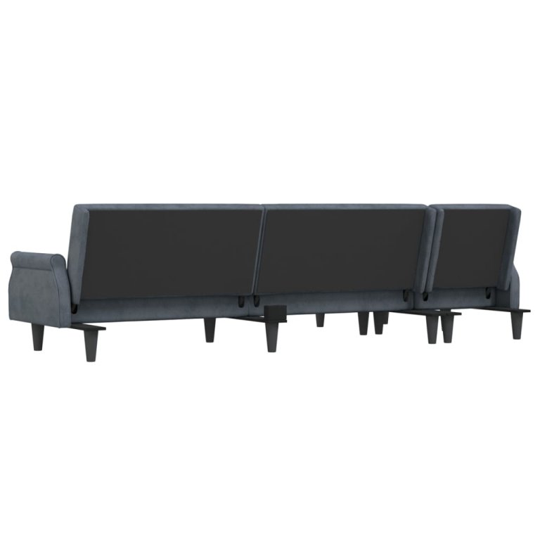 Canapea extensibilă în formă de L gri 271x140x70 cm catifea