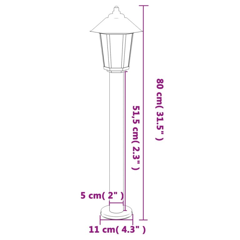 Lămpi de podea de exterior 3 buc. negru 80 cm oțel inoxidabil