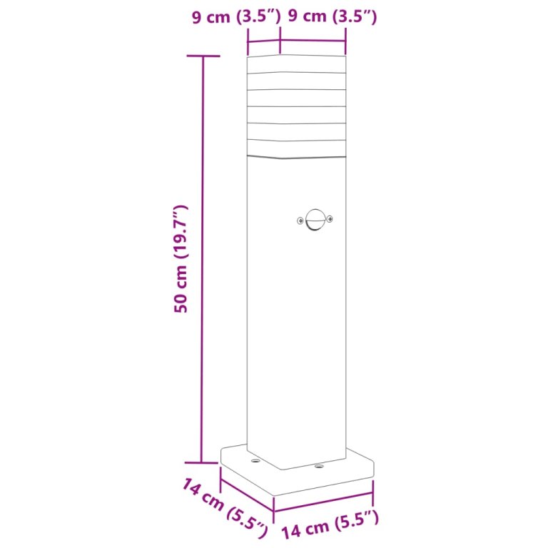 Lămpi podea exterior cu senzor, 3 buc., negru, 50 cm, aluminiu