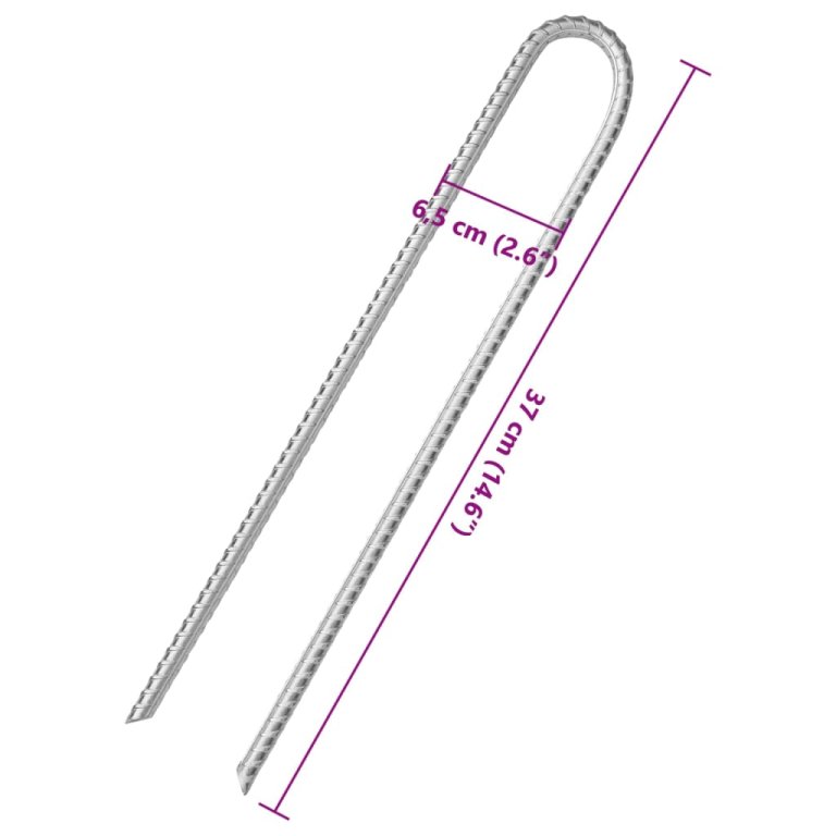 Țăruși de cort, 6 buc., 37 cm, Ø10 mm, oțel galvanizat