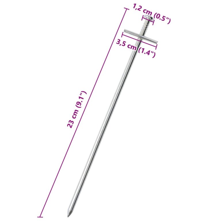 Țăruși de cort, 24 buc., 23 cm, Ø6 mm, oțel galvanizat