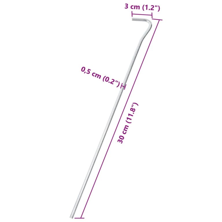 Țăruși de cort, 50 buc., 30 cm, Ø5 mm, oțel galvanizat