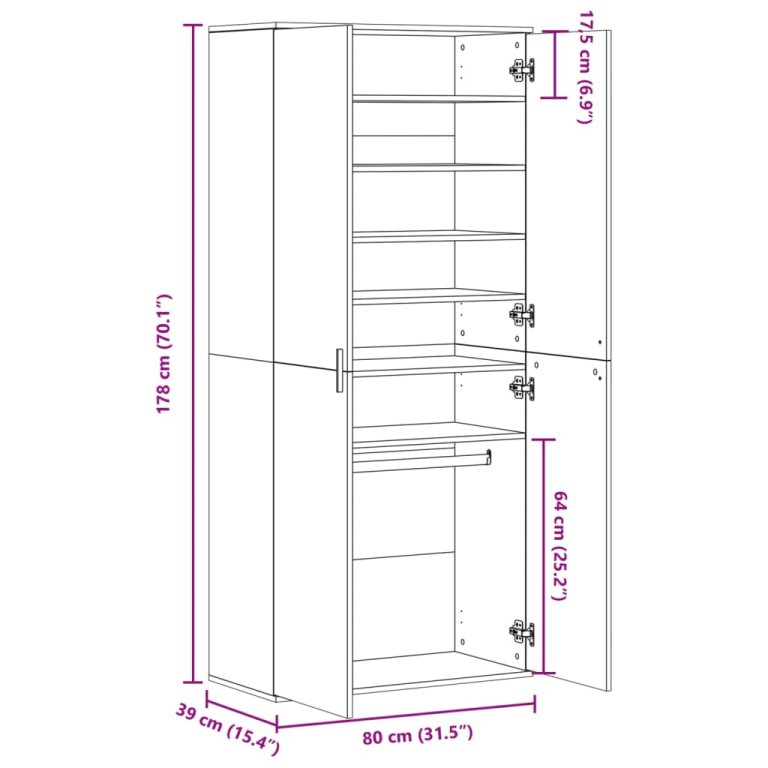 Pantofar, alb, 80 x 39 x 178 cm, PAL