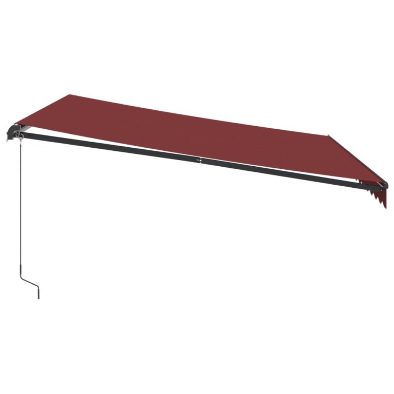 Copertina retractabilă manual cu LED-uri, vișiniu, 400x350 cm