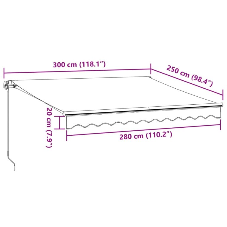 Copertină retractabilă manual, maro, 300x250 cm