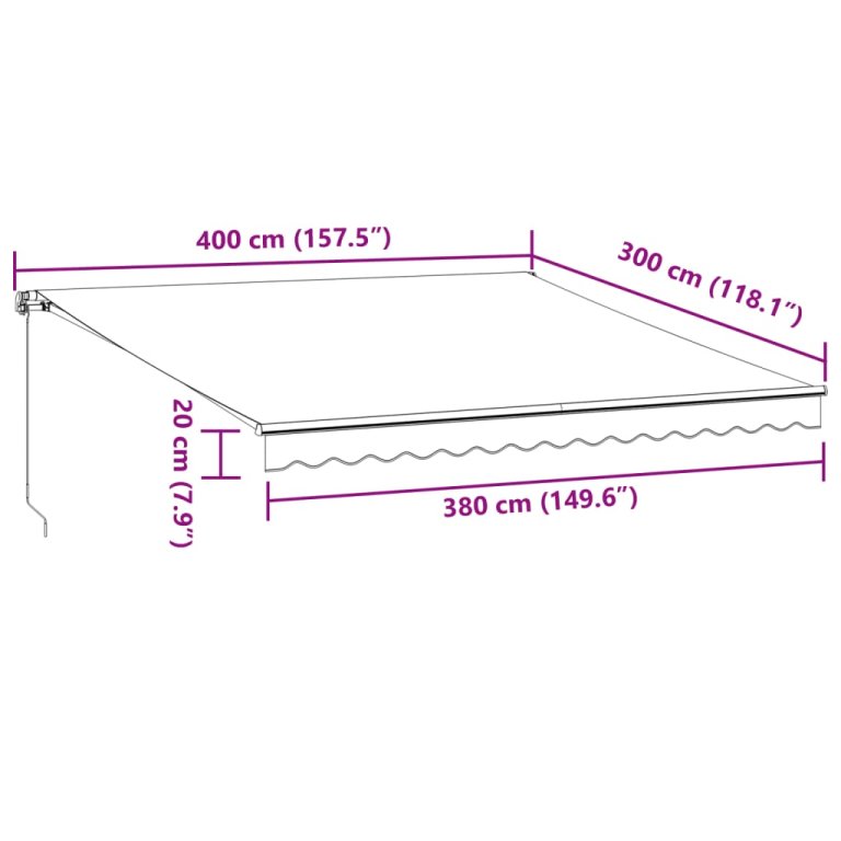 Copertină retractabilă manual, maro, 400x300 cm