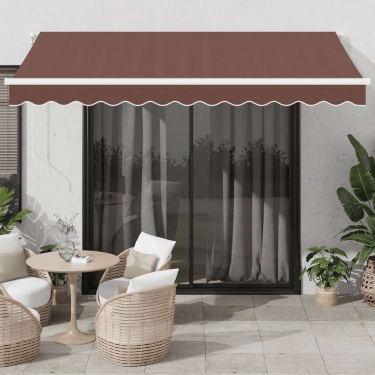 Copertină retractabilă manual, maro, 350x250 cm