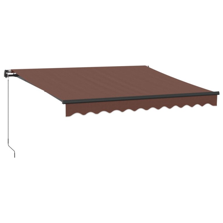 Copertină retractabilă manual cu LED, maro, 300x250 cm