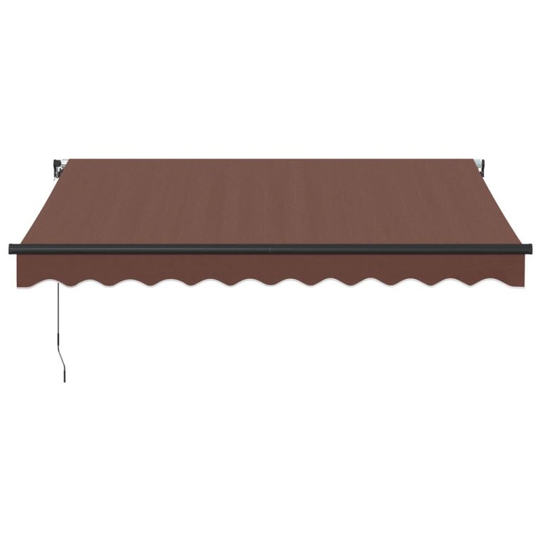 Copertină retractabilă manual cu LED, maro, 300x250 cm