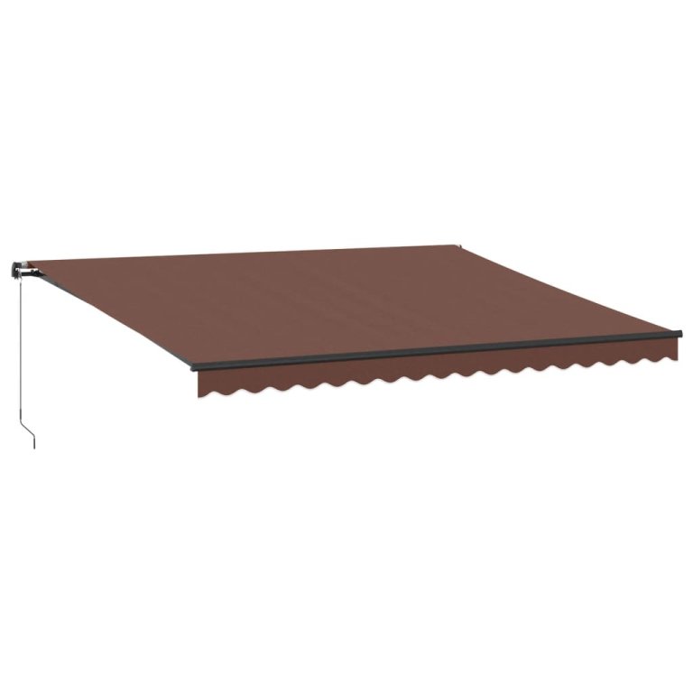 Copertină retractabilă manual cu LED, maro, 450x300 cm